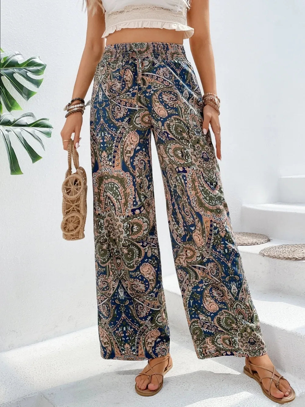 Printed Wide Leg Pants – Trendsi | ClozArt