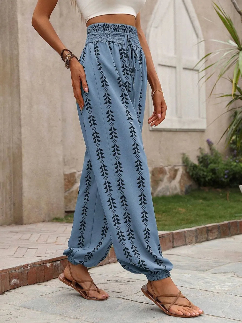 Tied Printed High Waist Pants – Trendsi | ClozArt