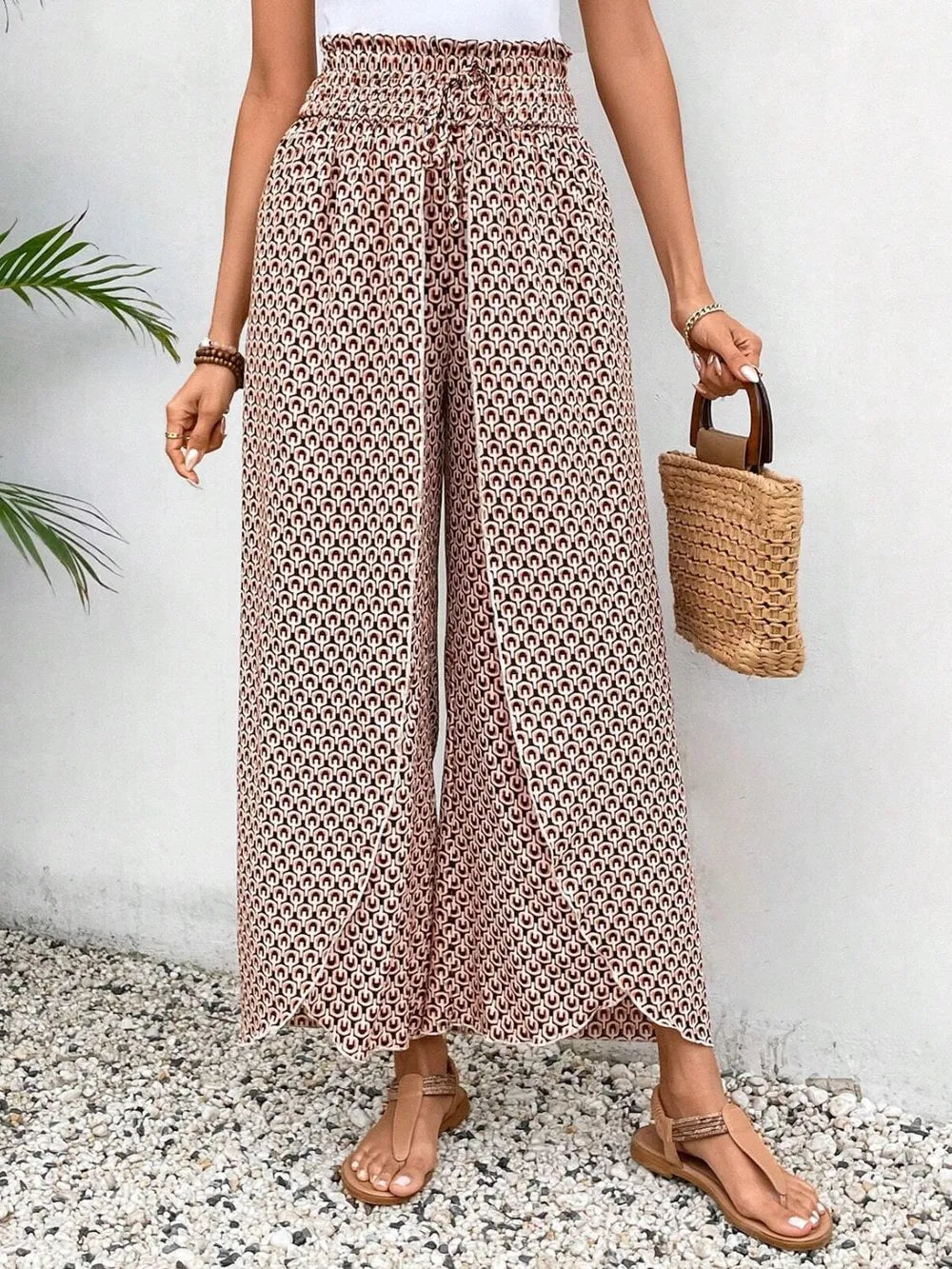 Tied Printed Wide Leg Pants – Trendsi | ClozArt