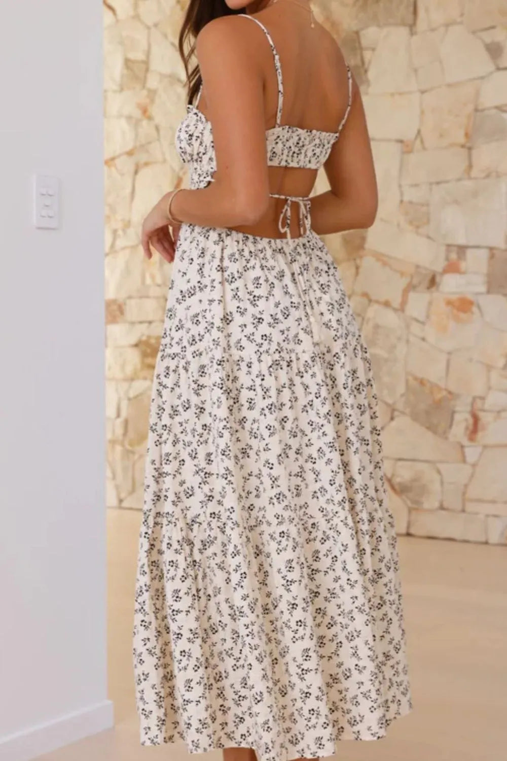 Cutout Printed Sleeveless Midi Cami Dress – Trendsi | ClozArt