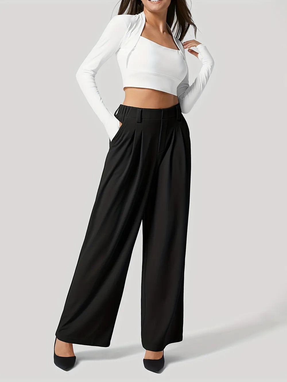 Wide Leg Pants with Pockets – Trendsi | ClozArt