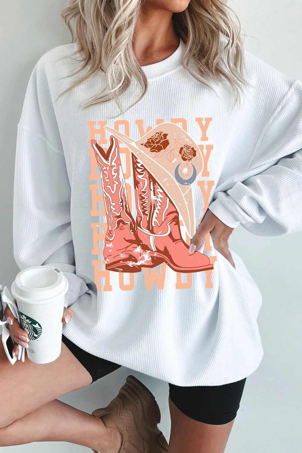 Boots Graphic Round Neck Long Sleeve Sweatshirt – Trendsi | ClozArt