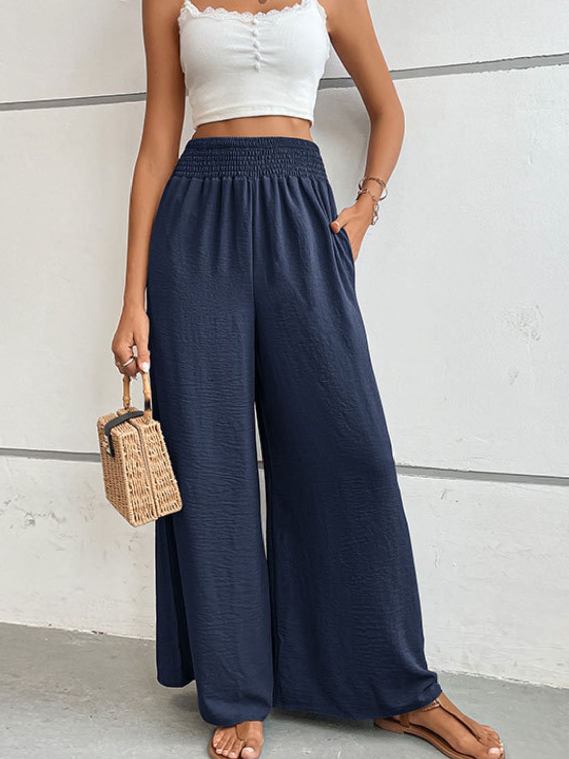 Perfee Wide Waistband Relax Fit Long Pants – Trendsi | ClozArt