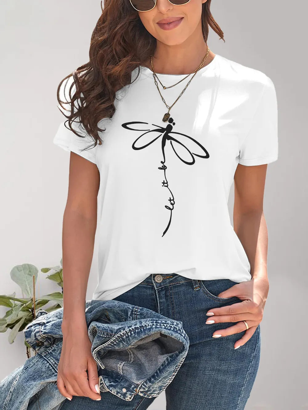 Dragonfly Graphic Round Neck Short Sleeve T-Shirt – Trendsi | ClozArt