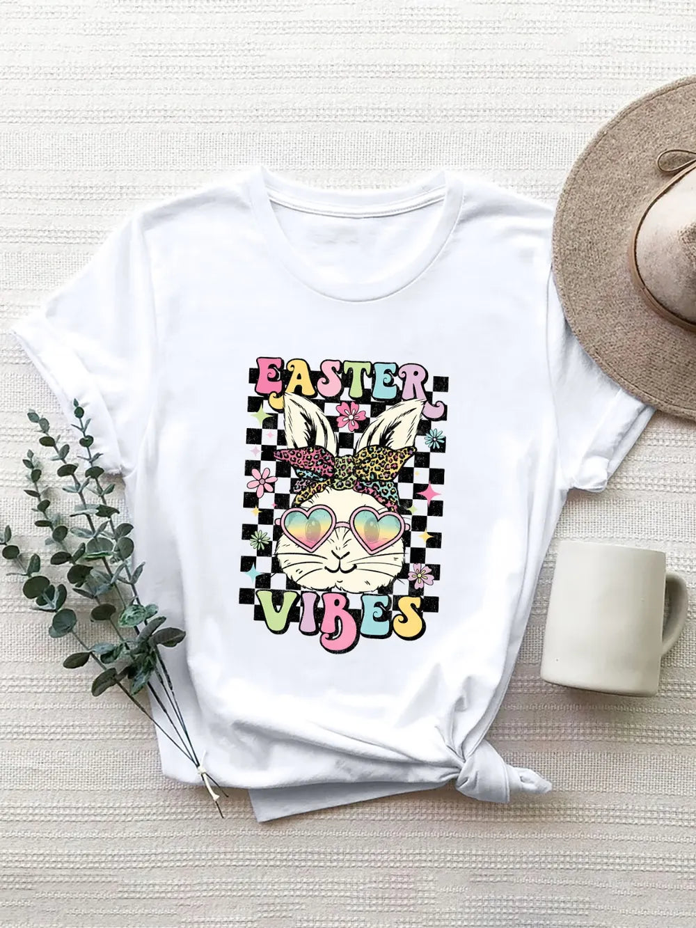 EASTER VIBES Round Neck Short Sleeve T-Shirt – Trendsi | ClozArt