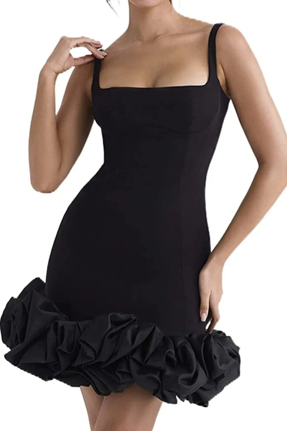Ruched Square Neck Sleeve Mini Dress – Trendsi | ClozArt