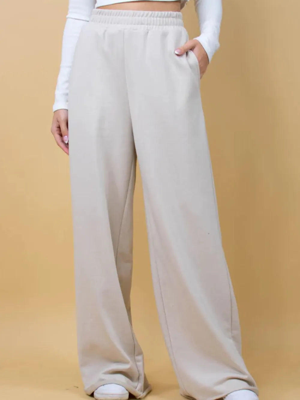 Elastic Waist Wide Leg Pants – Trendsi | ClozArt