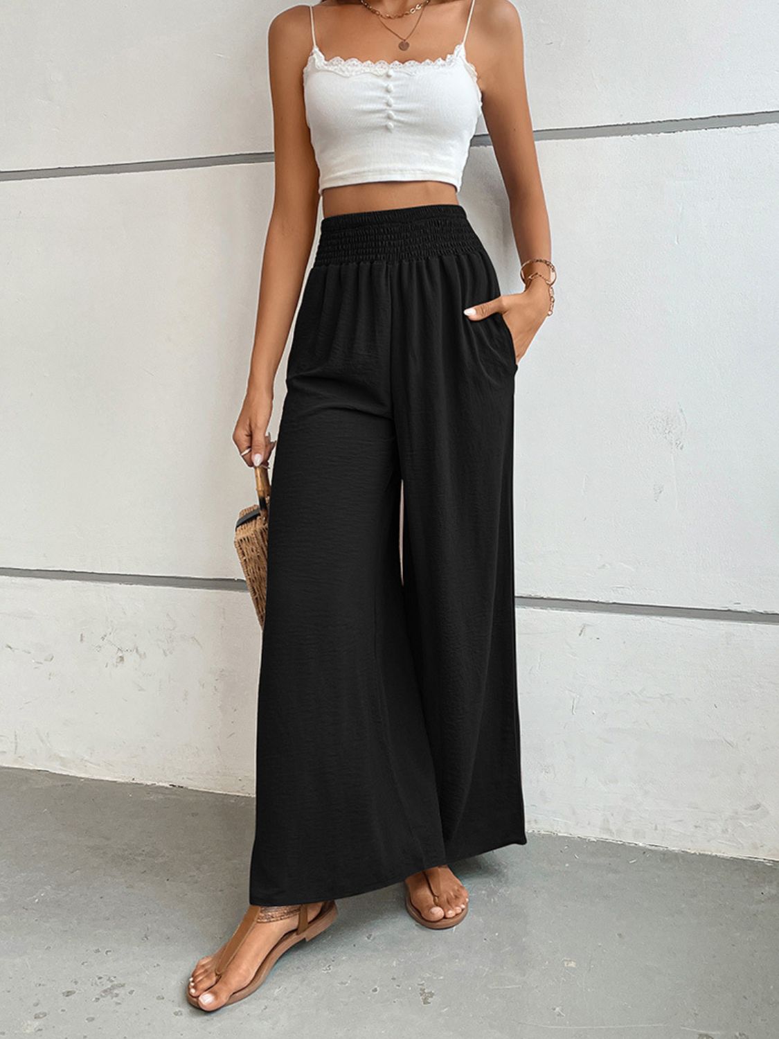 Perfee Wide Waistband Relax Fit Long Pants – Trendsi | ClozArt