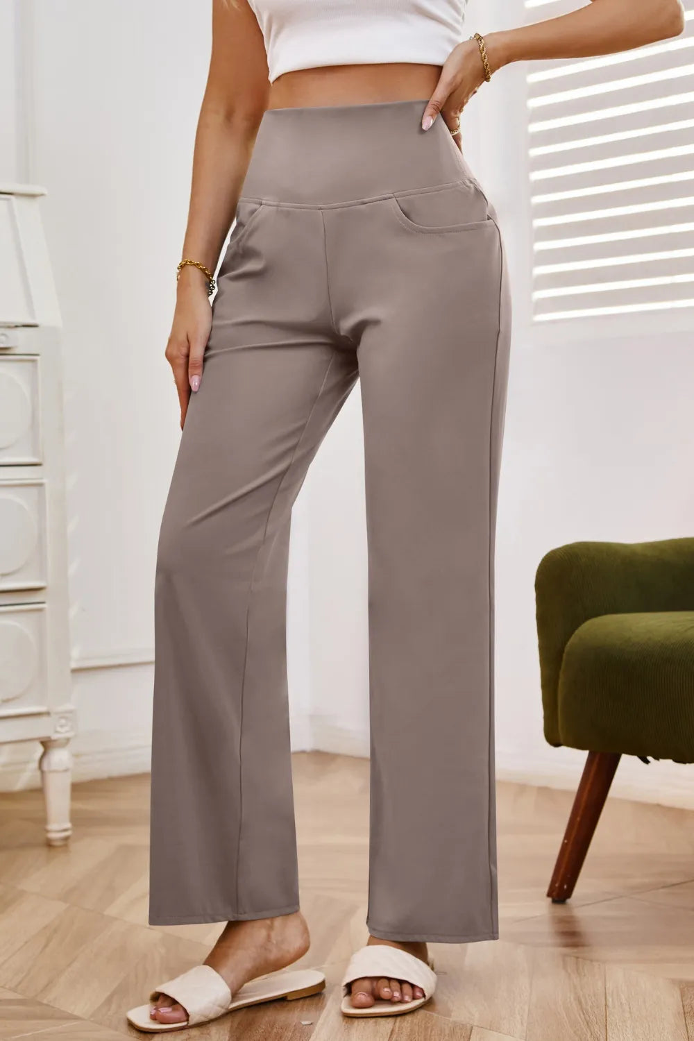High Waist Wide Leg Pants with Pockets – Trendsi | ClozArt