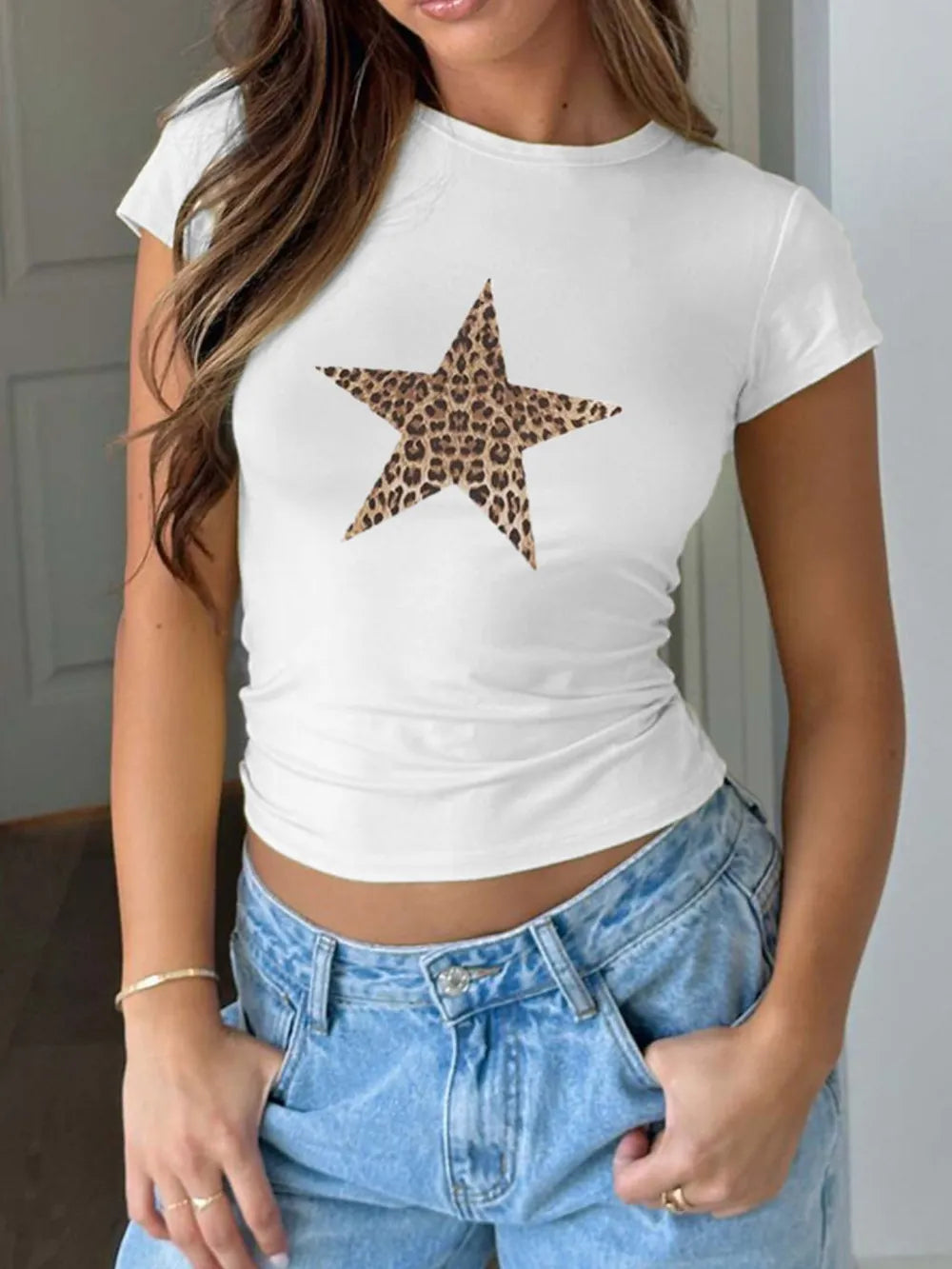 Devine Star Round Neck Short Sleeve T-Shirt – Trendsi | ClozArt
