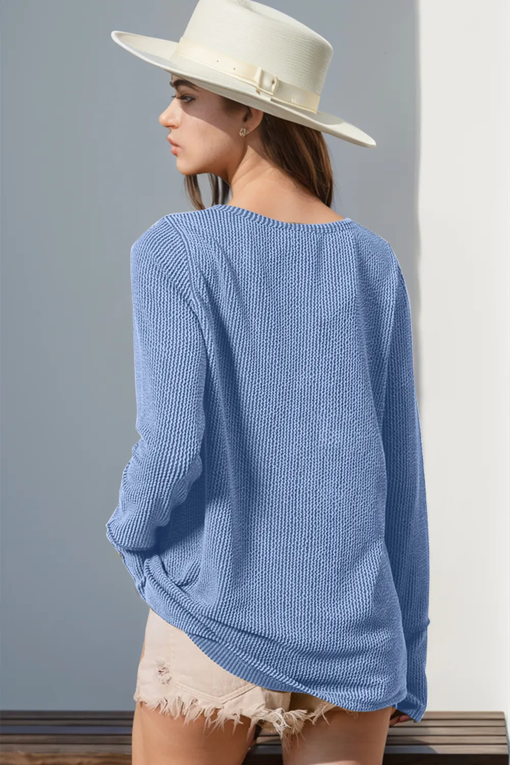 Double Take Full Size Notched Thumbhole Long Sleeve T-Shirt – Trendsi | ClozArt