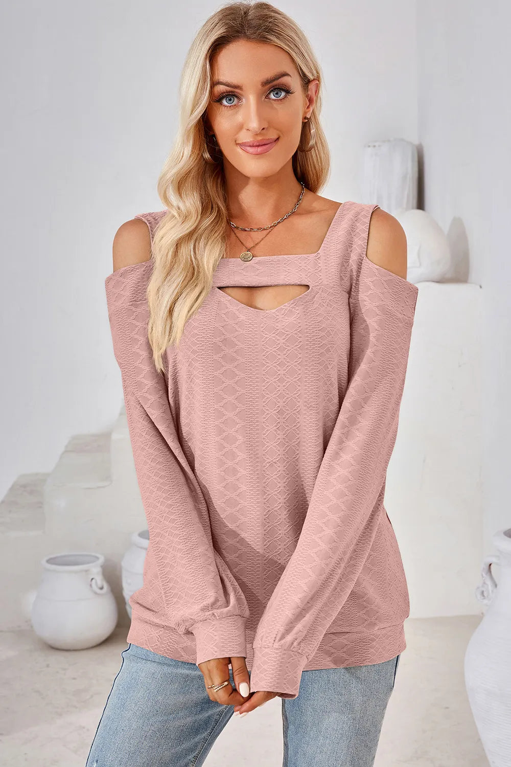 Cutout Square Neck Cold Shoulder T-Shirt – Trendsi | ClozArt