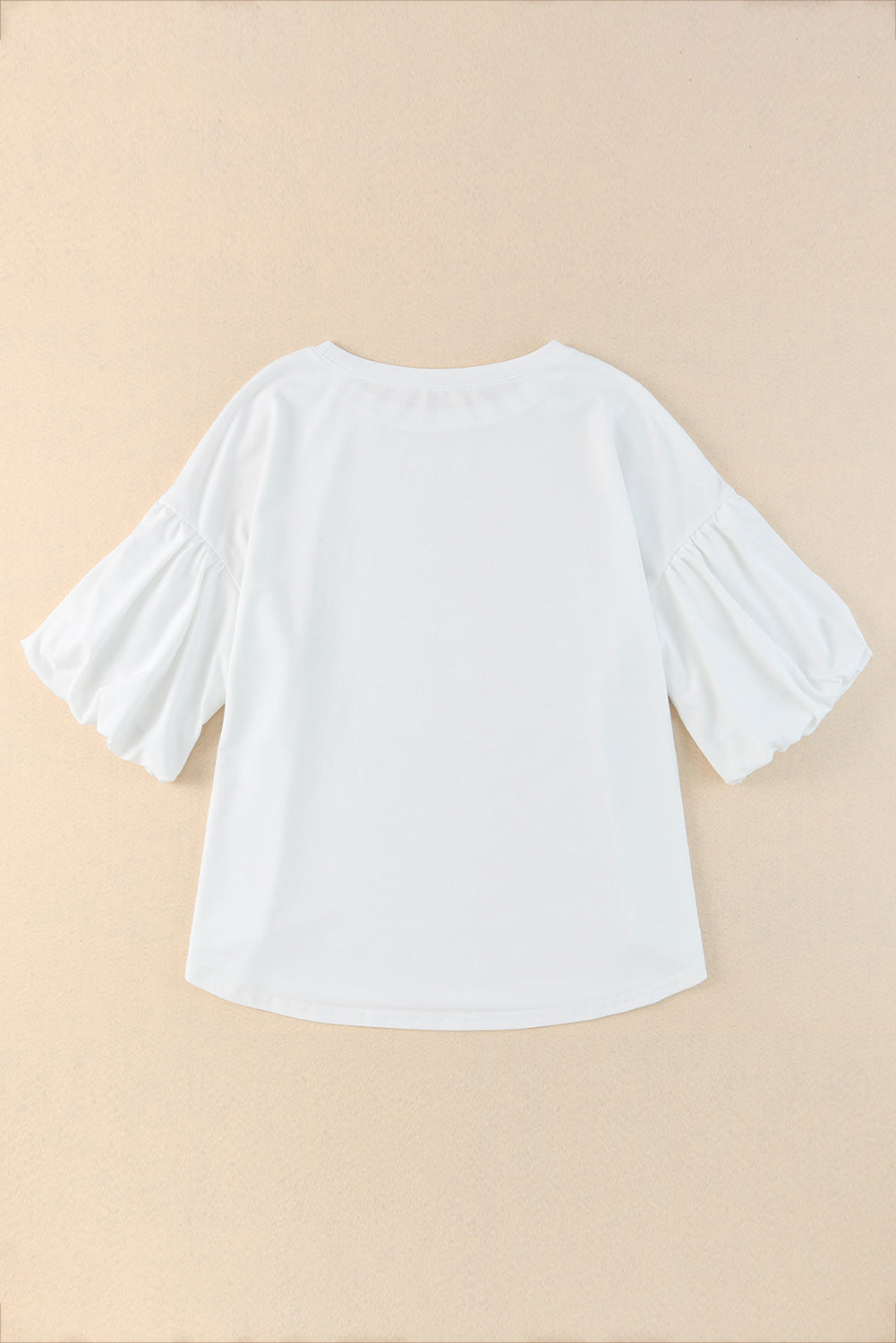 Puff Sleeve Curved Hem Blouse – Trendsi | ClozArt