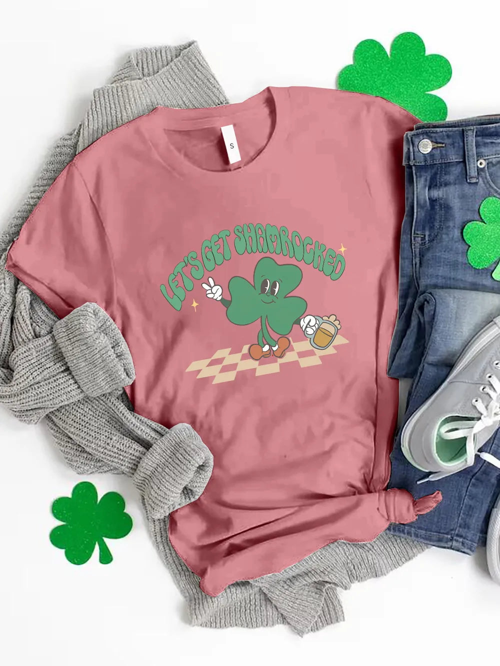 LET'S GET SHAMROCKED Round Neck T-Shirt – Trendsi | ClozArt