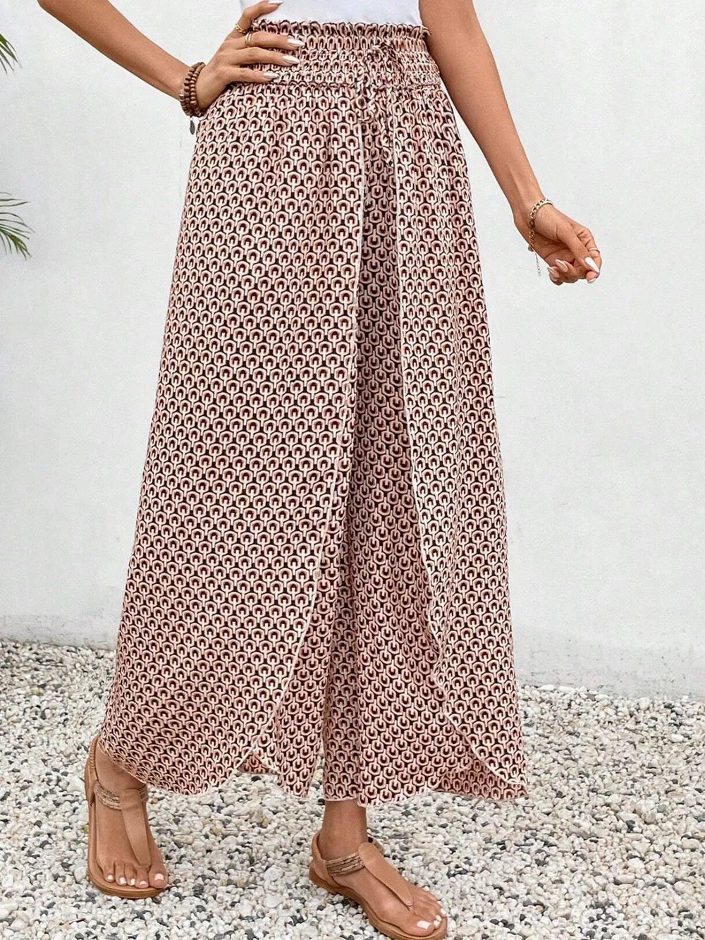 Tied Printed Wide Leg Pants – Trendsi | ClozArt