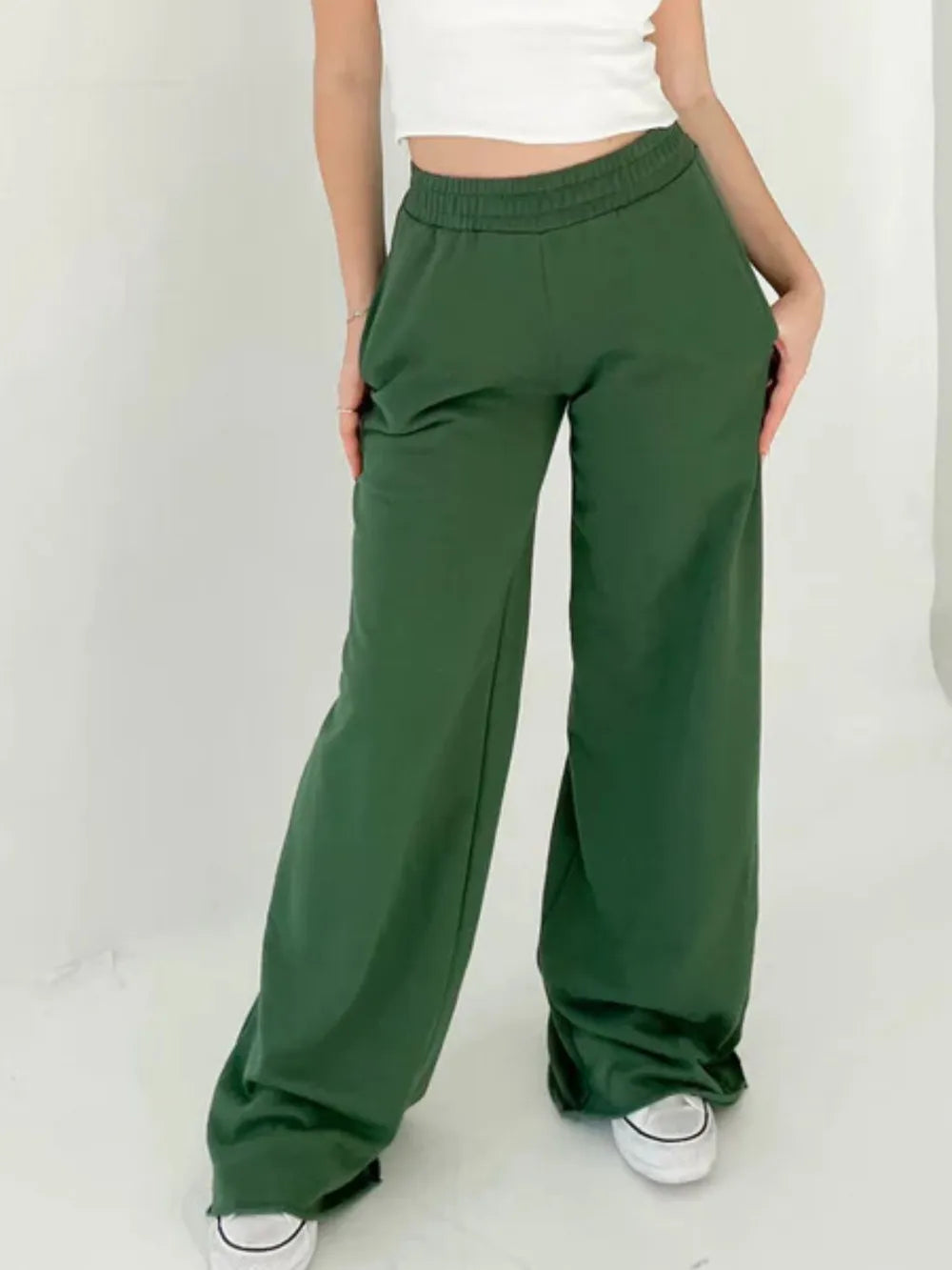 Elastic Waist Wide Leg Pants – Trendsi | ClozArt