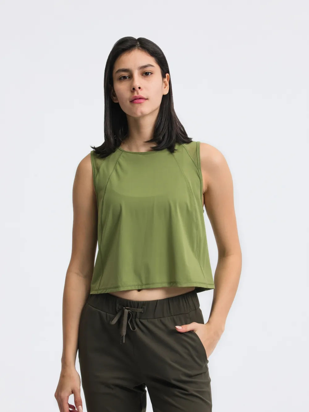 Millennia Round Neck Cropped Active Tank – Trendsi | ClozArt