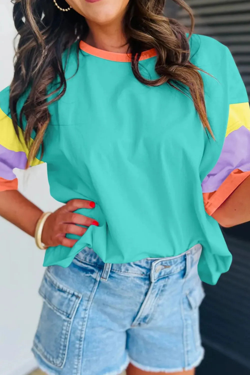 Color Block Round Neck Half Sleeve T-Shirt – Trendsi | ClozArt