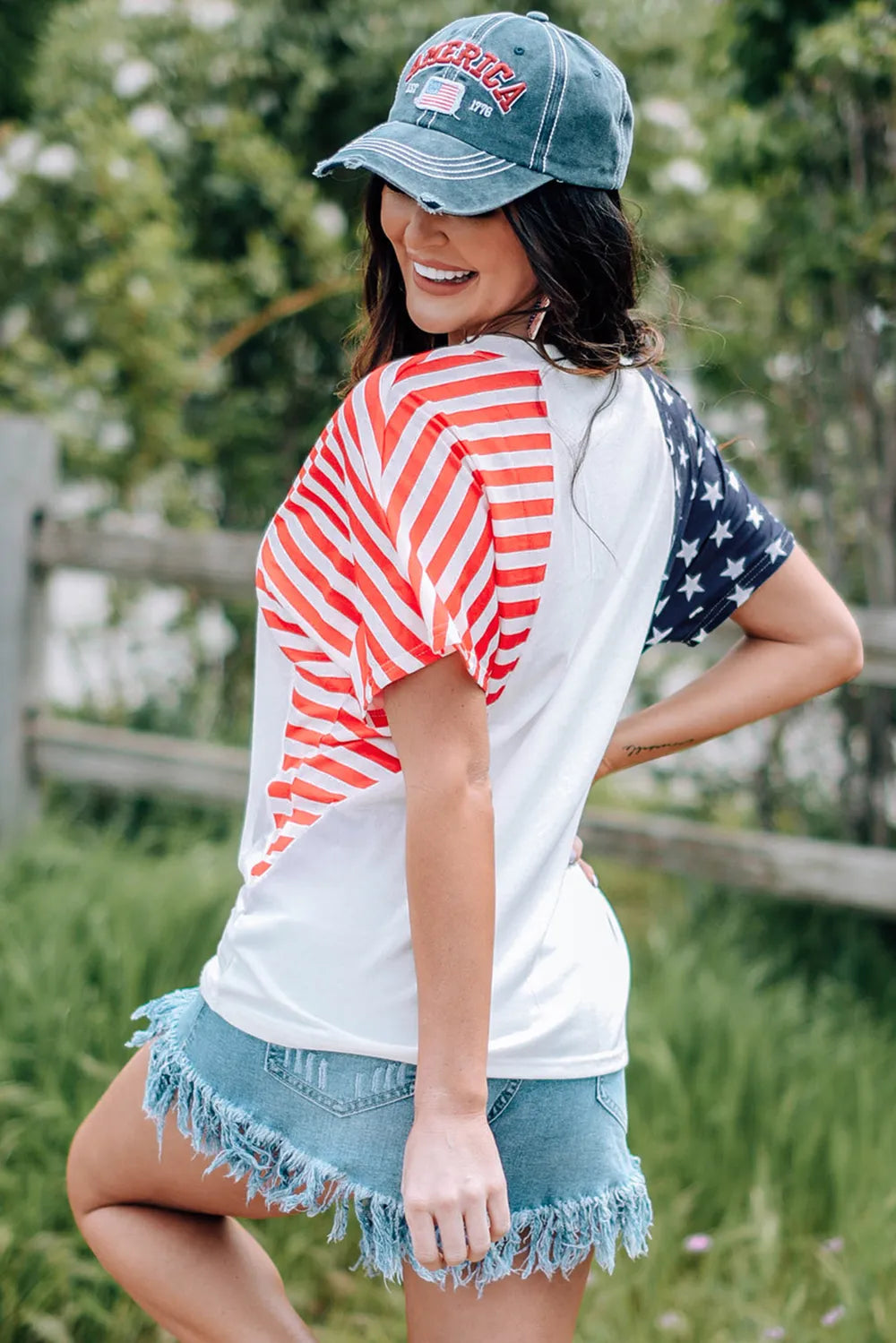USA V-Neck Short Sleeve T-Shirt – Trendsi | ClozArt