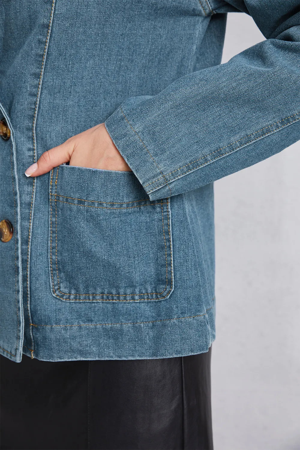 Pocketed Button Up Denim Jacket – Trendsi | ClozArt