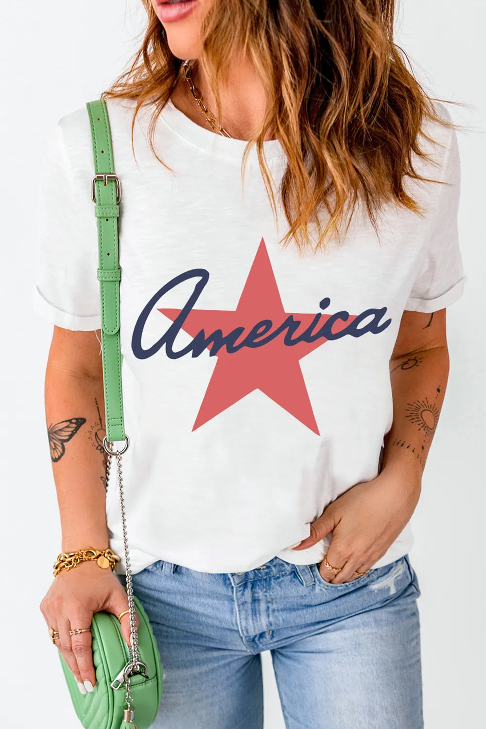Star Round Neck Short Sleeve T-Shirt – Trendsi | ClozArt