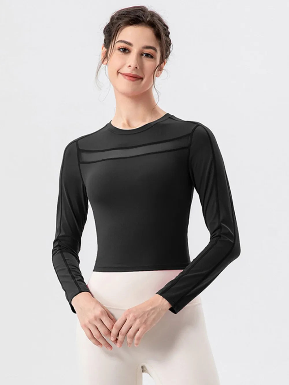 Round Neck Long Sleeve Active T-Shirt – Trendsi | ClozArt