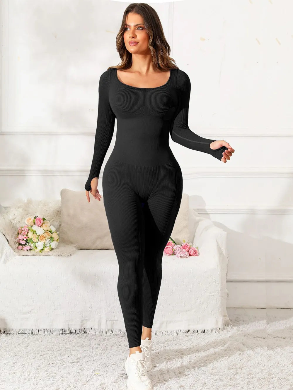 Scoop Neck Long Sleeve Active Jumpsuit – Trendsi | ClozArt