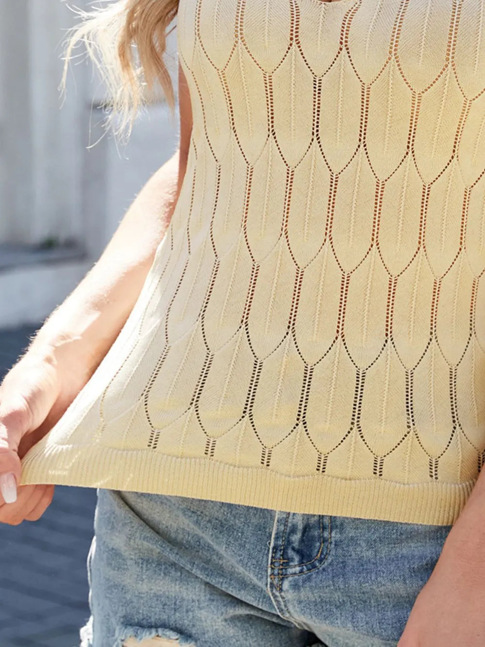 Eyelet Scoop Neck Knit Tank – Trendsi | ClozArt