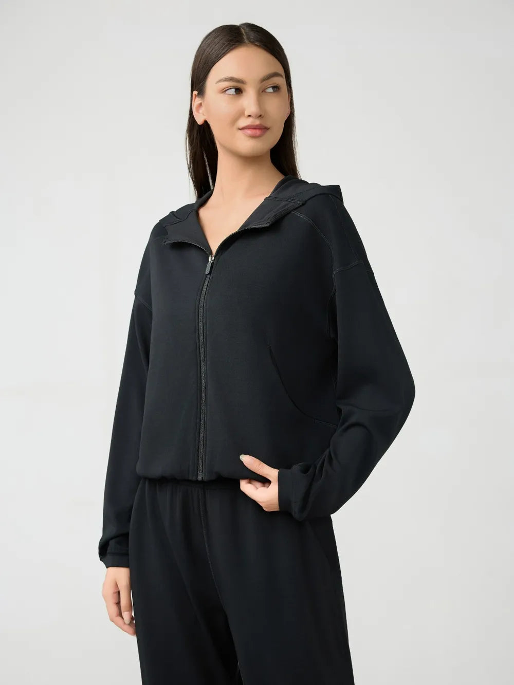 Millennia Zip Up Dropped Shouder Active Hooded – Trendsi | ClozArt