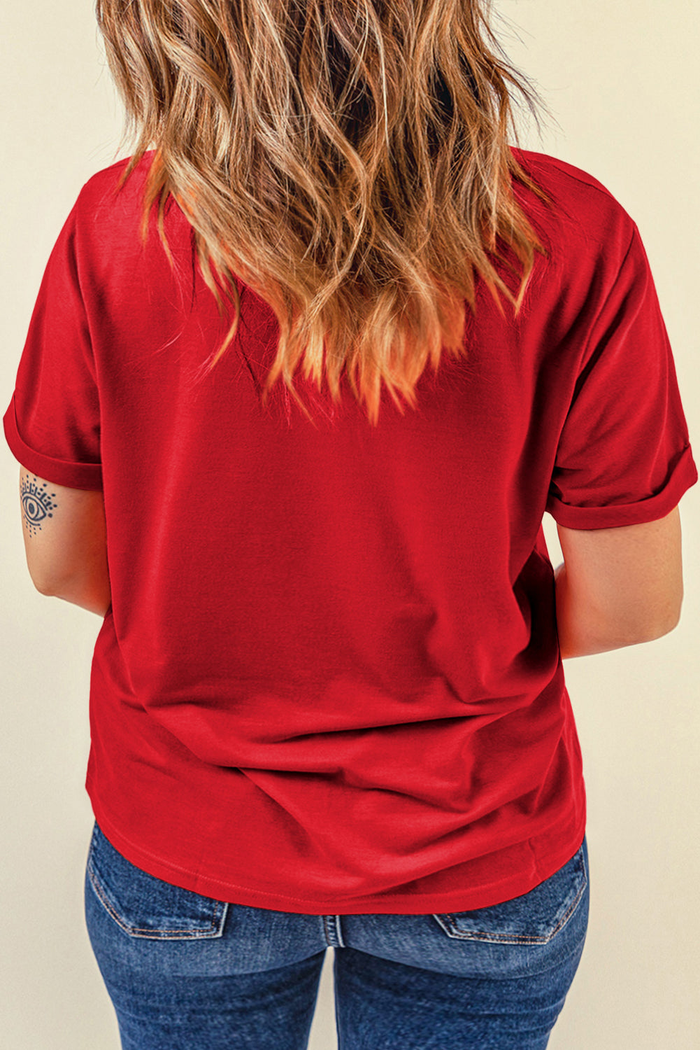 Red Solid Color Basic Crew Neck Plain Tee – Shewin | ClozArt