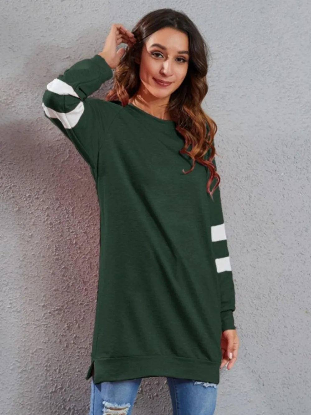 Full Size Striped Round Neck Long Sleeve T-Shirt – Trendsi | ClozArt