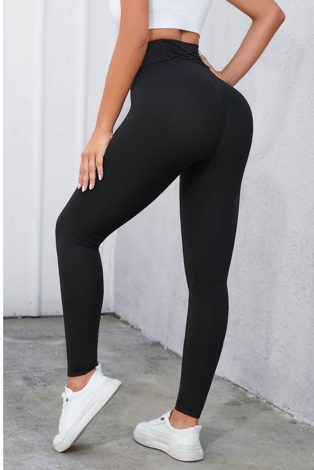 Crisscross Detail Wide Waistband Leggings – Trendsi | ClozArt