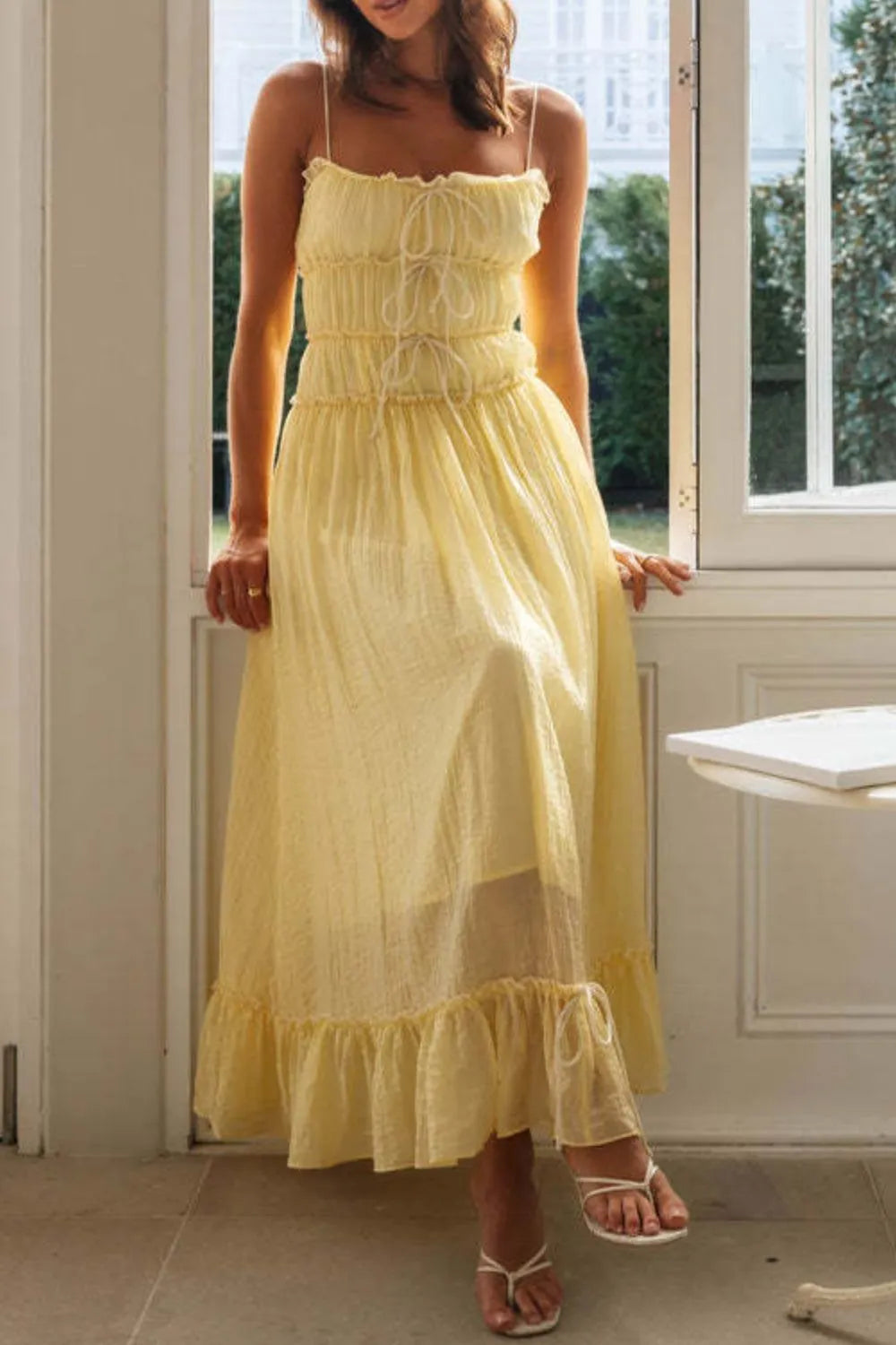 Frill Tied Front Midi Cami Dress – Trendsi | ClozArt