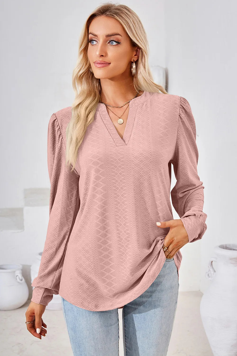 Notched Long Sleeve T-Shirt – Trendsi | ClozArt