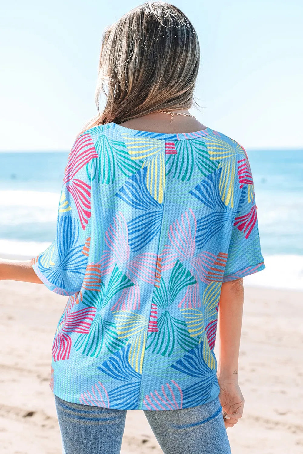 Printed Round Neck Half Sleeve Top – Trendsi | ClozArt