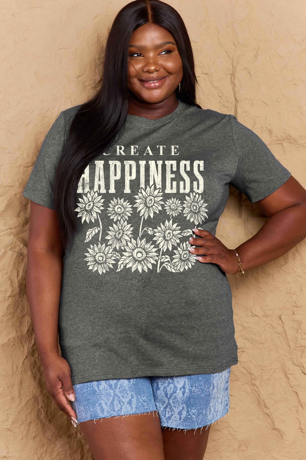 Simply Love Full Size CREATE HAPPINESS Graphic Cotton T-Shirt – Trendsi | ClozArt