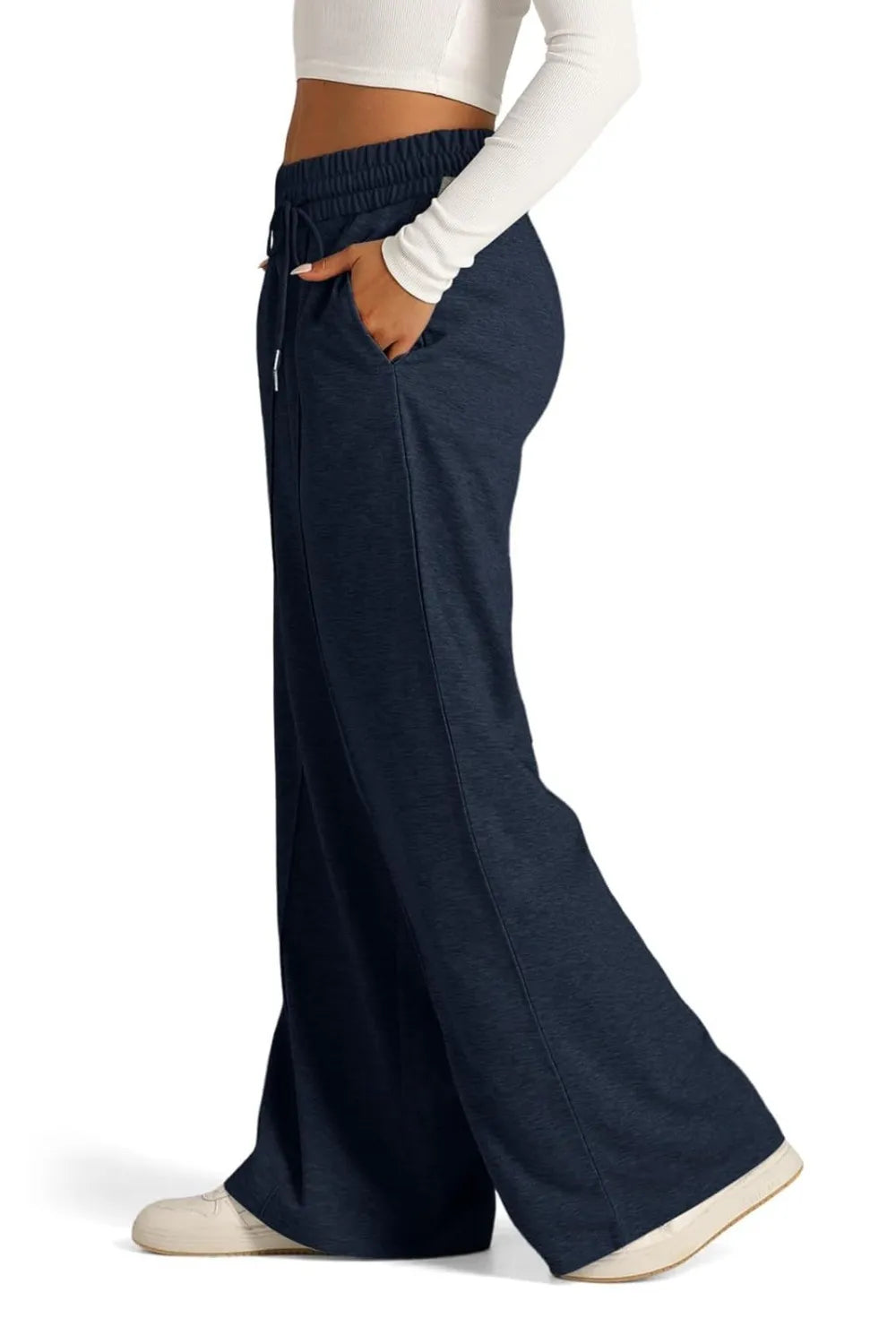Drawstring Elastic Waist Wide Leg Pants – Trendsi | ClozArt
