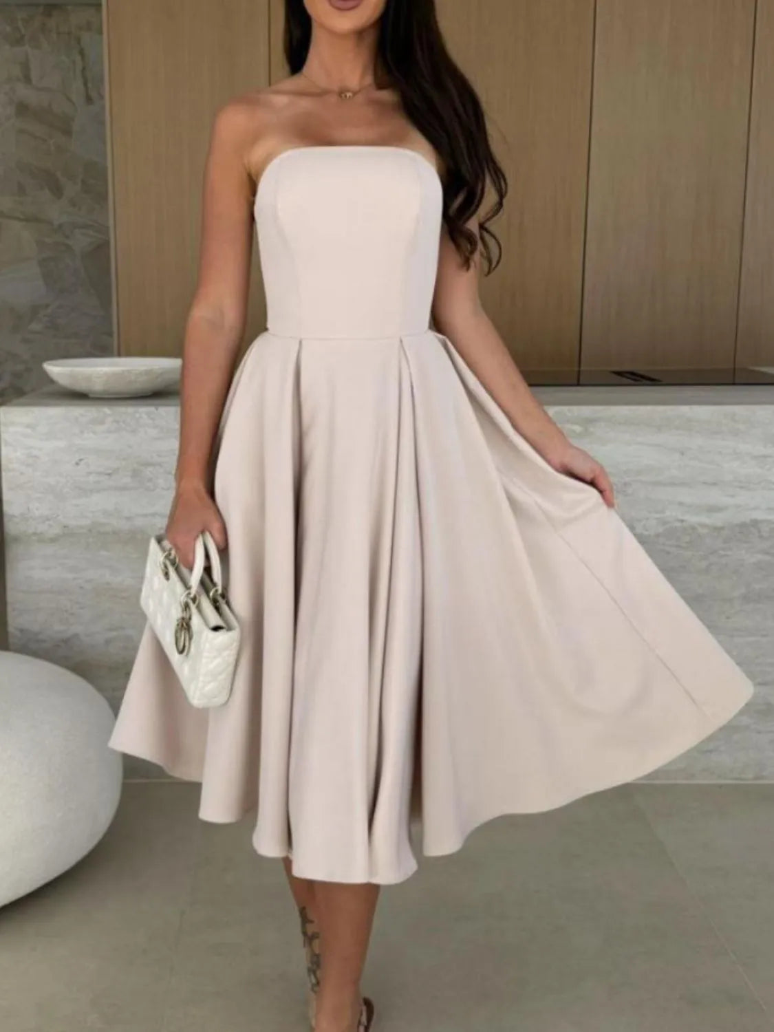 Solid Color Tube Midi Dress – Trendsi | ClozArt