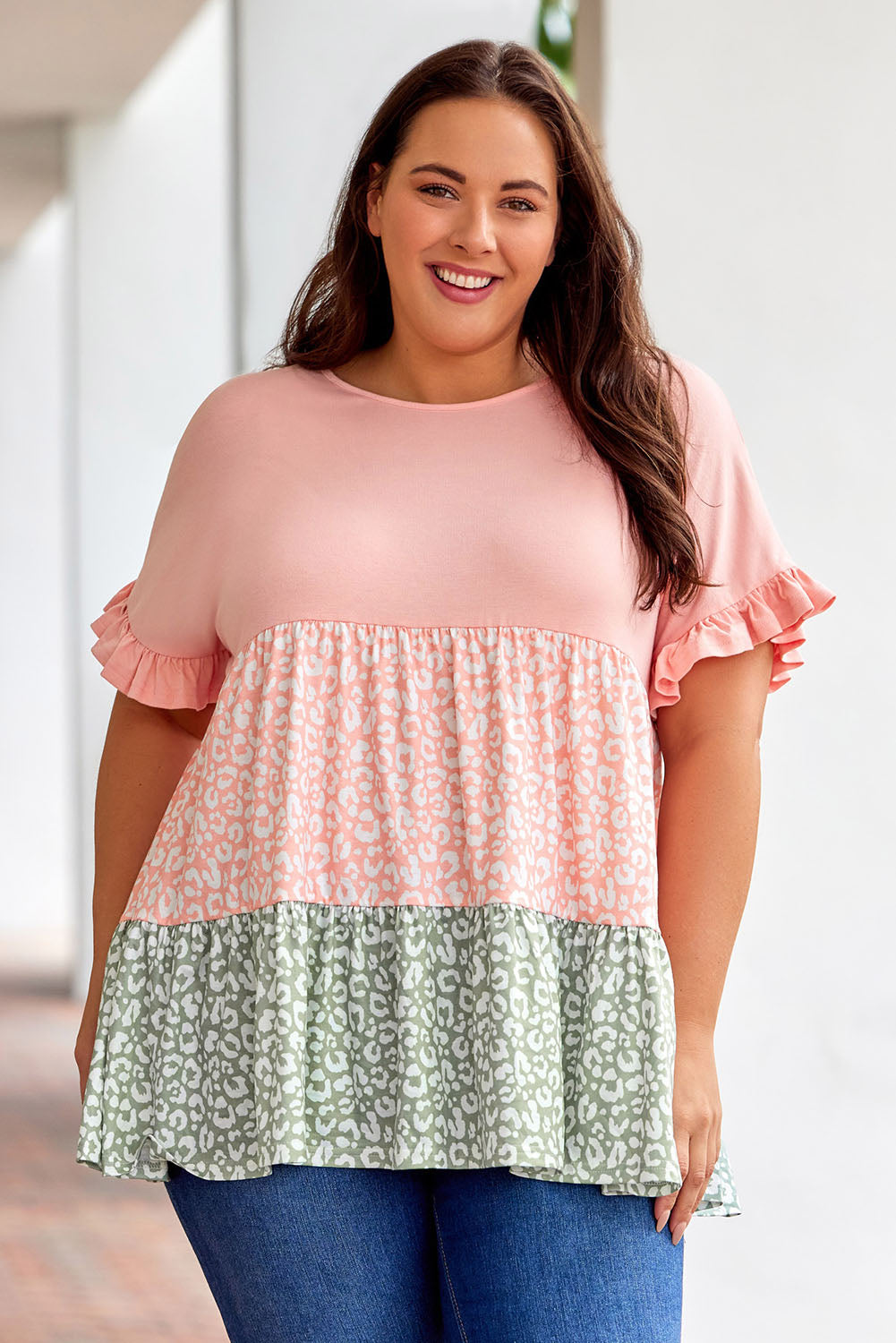 Plus Size Leopard Tiered Blouse – Trendsi | ClozArt
