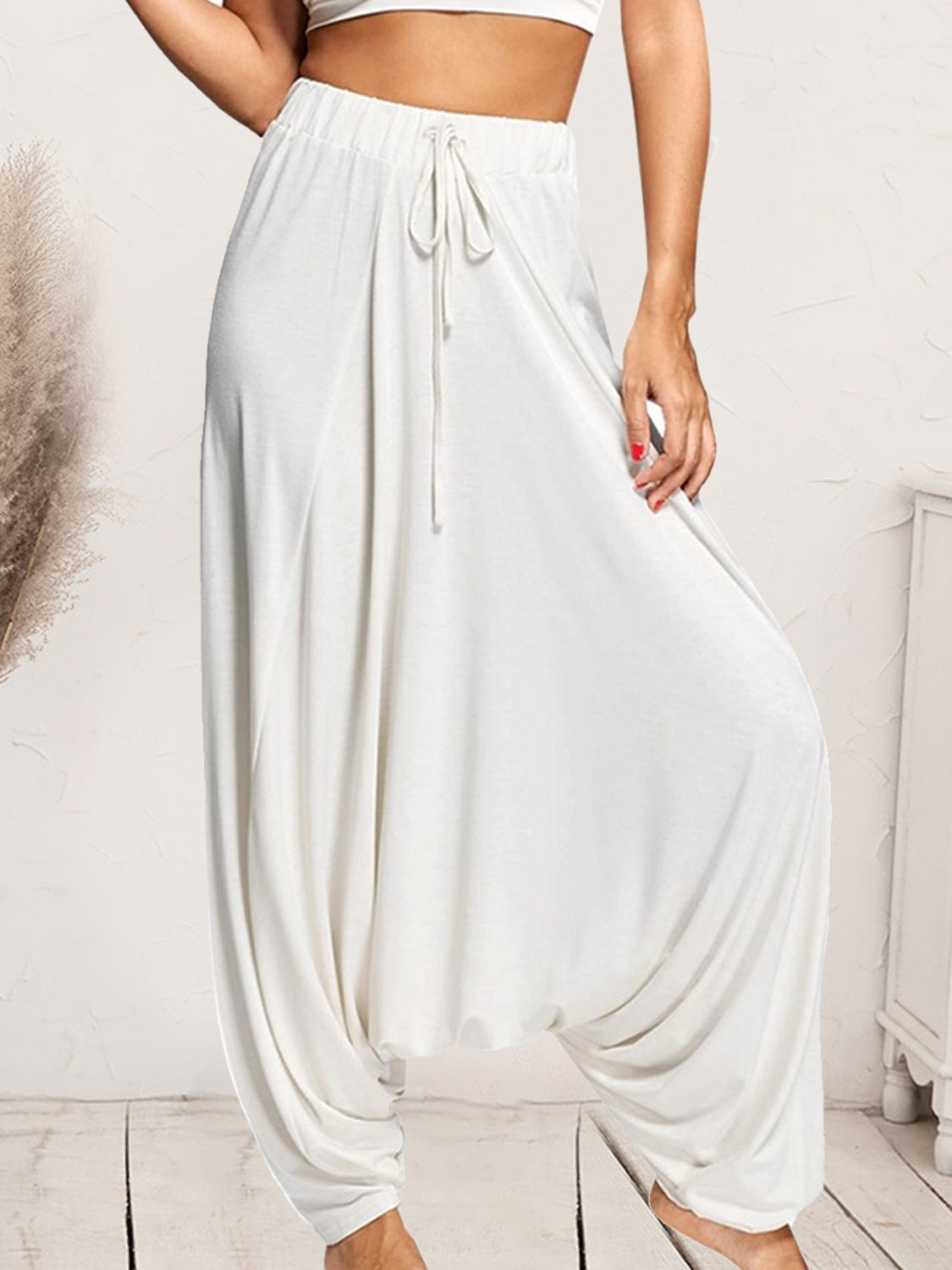 Tied Mid Waist Long Harem Pants – Trendsi | ClozArt