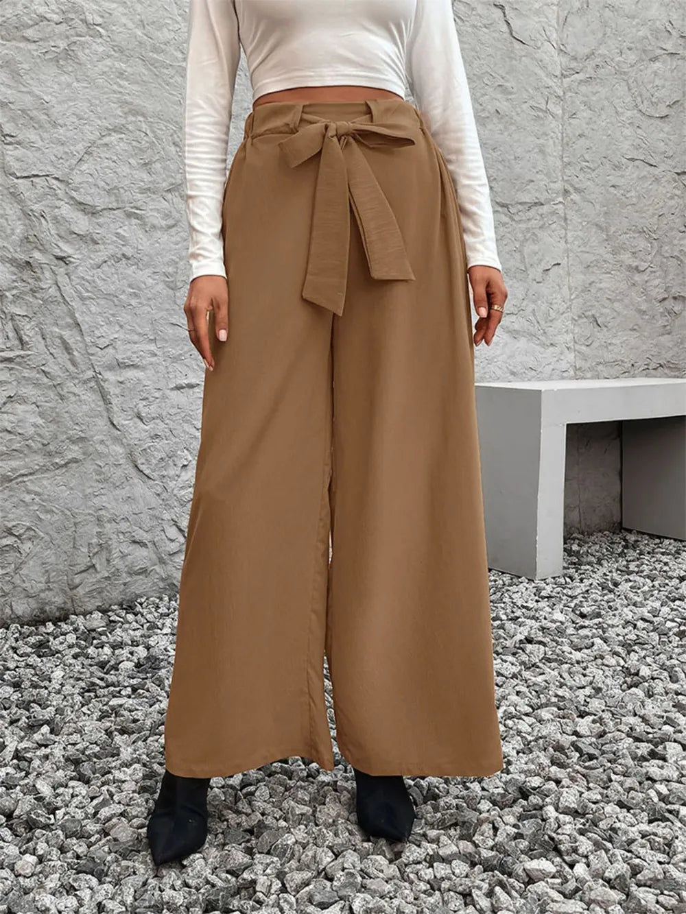 Perfee Tied High Waist Wide Leg Pants – Trendsi | ClozArt