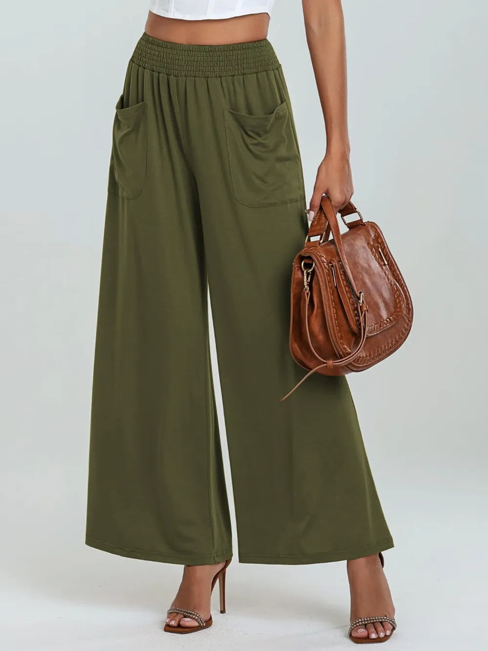 Pocketed Elastic Waist Wide Leg Pants – Trendsi | ClozArt