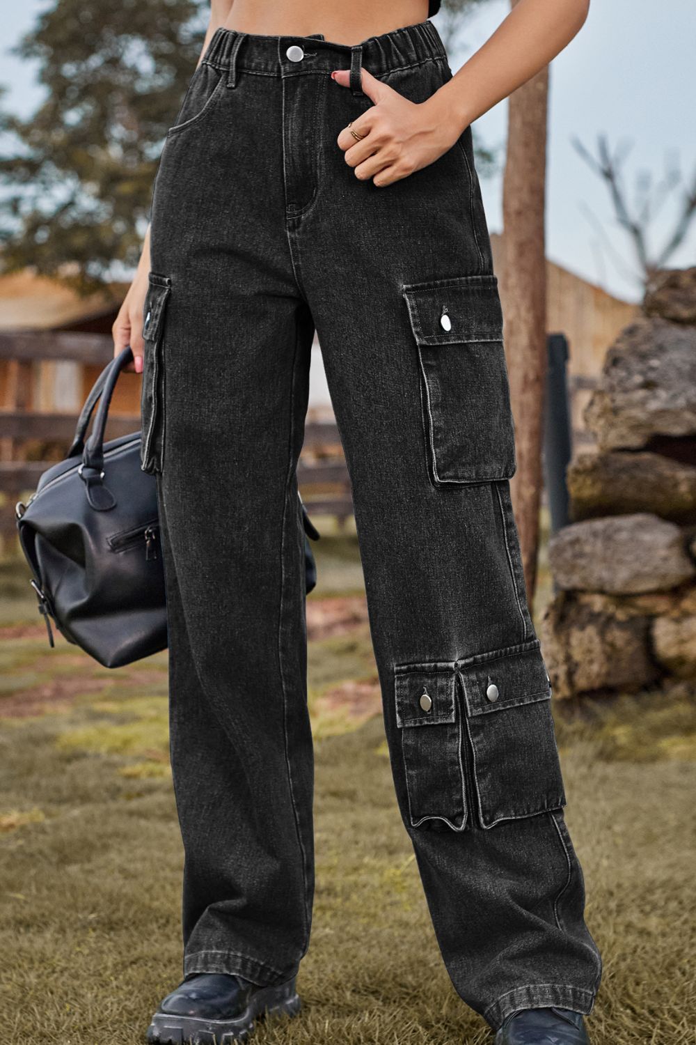 Loose Fit Long Jeans with Pockets – Trendsi | ClozArt