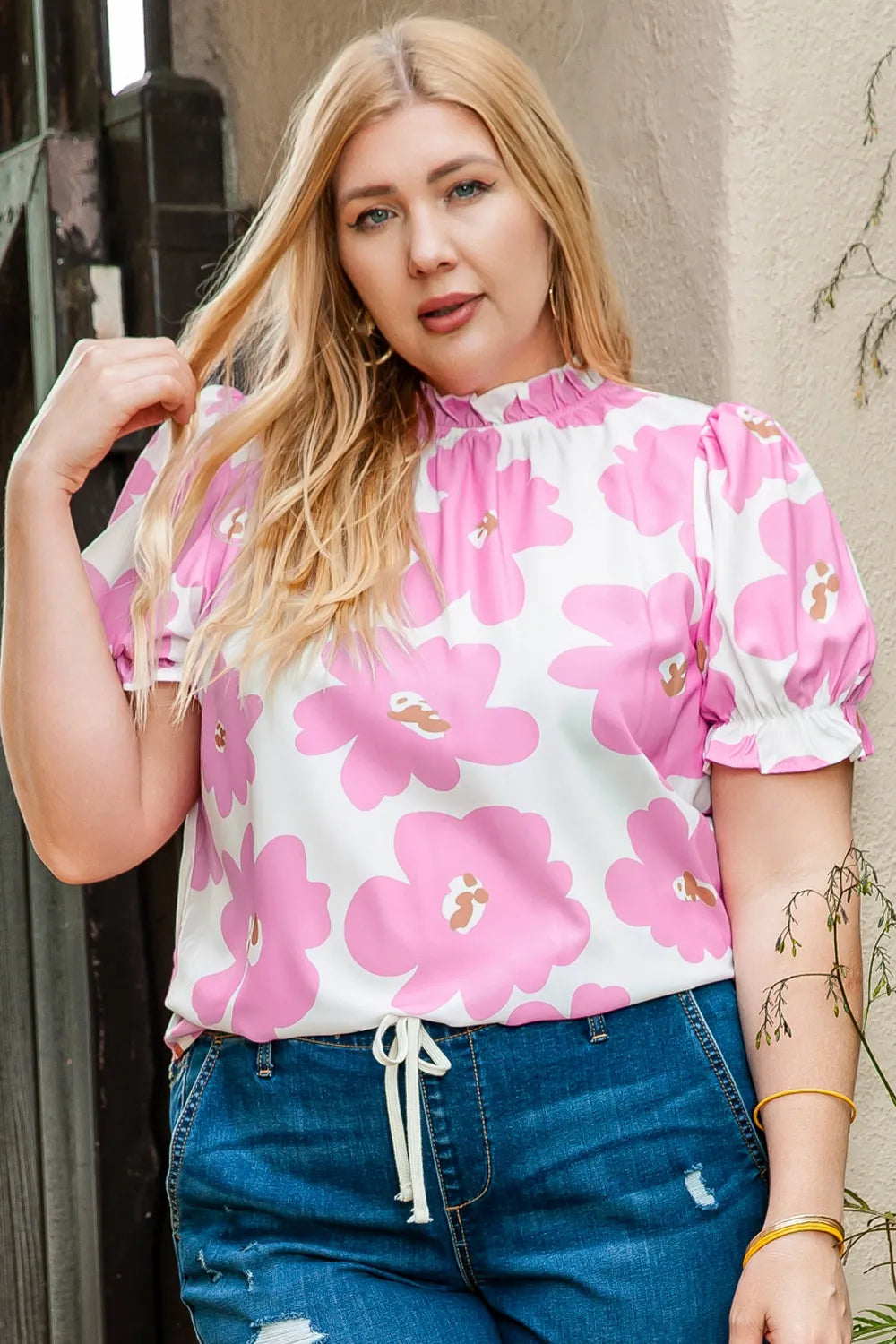 Plus Size Printed Round Neck Short Sleeve Top – Trendsi | ClozArt