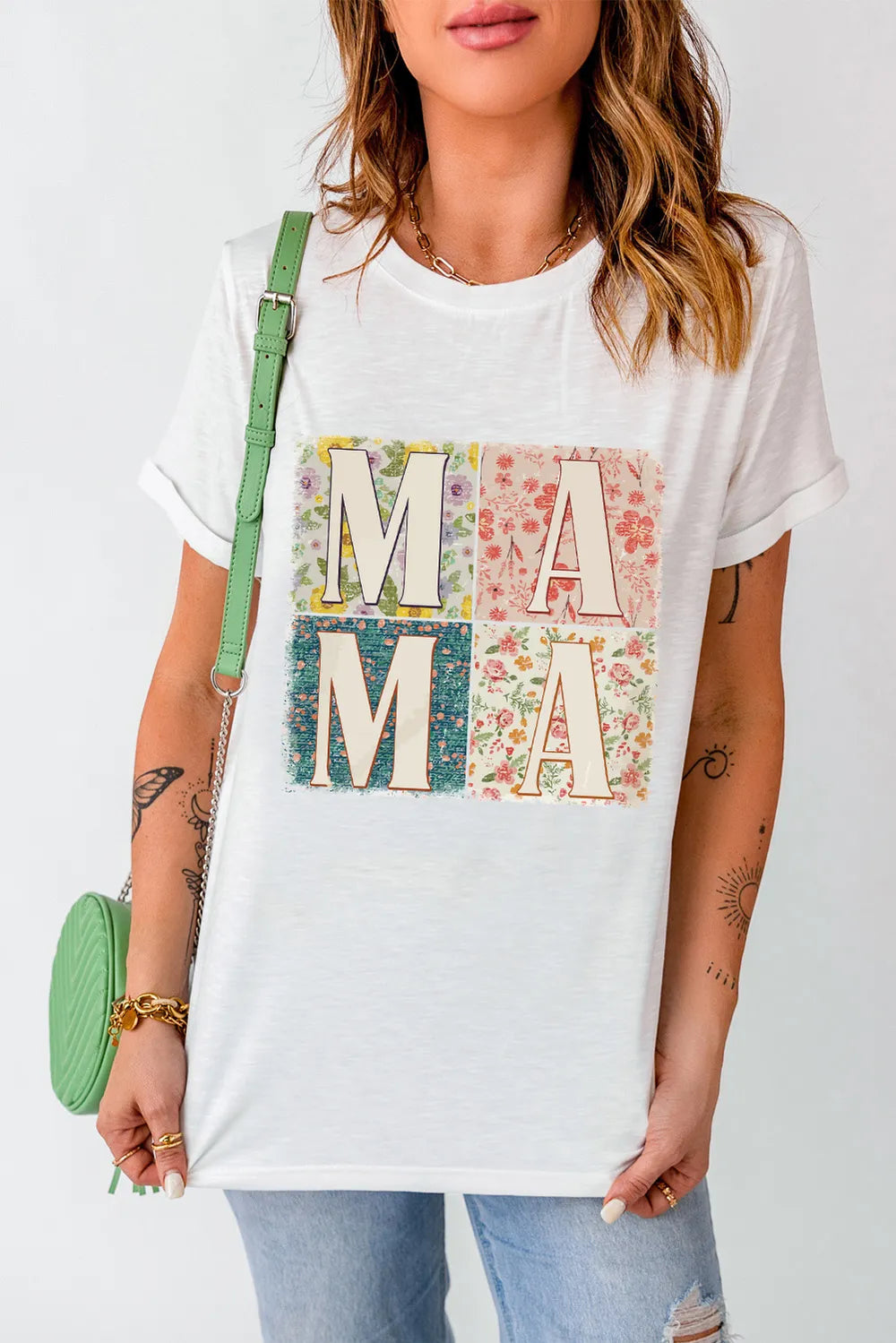 MAMA Round Neck Short Sleeve T-Shirt – Trendsi | ClozArt