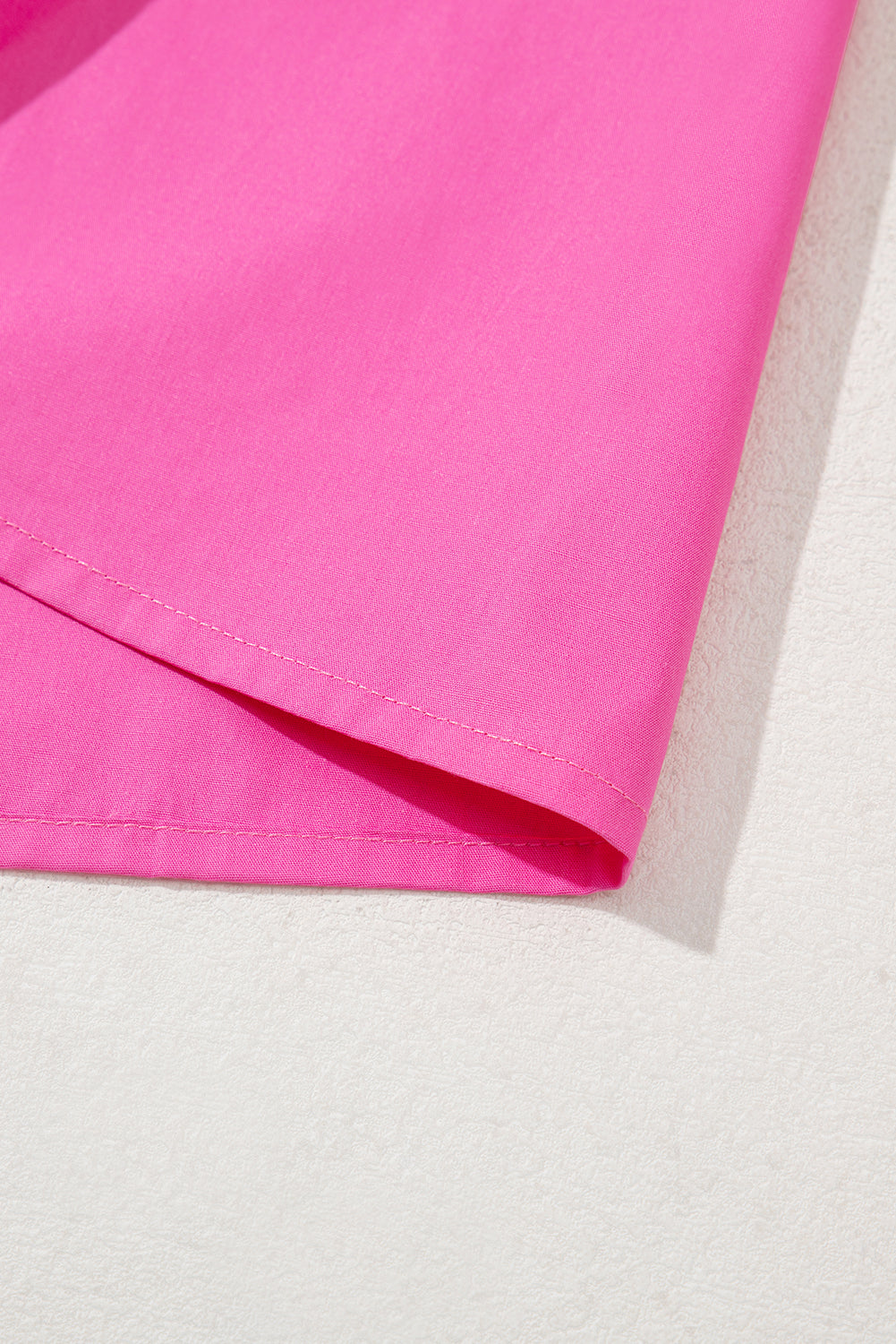 Bright Pink Scallop Trim V Neck Layered Short Sleeve Blouse – Shewin | ClozArt