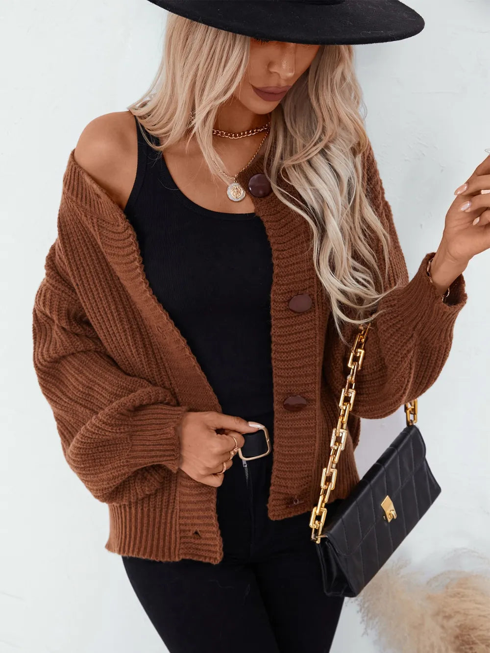 Button Down Long Sleeve Cardigan – Trendsi | ClozArt