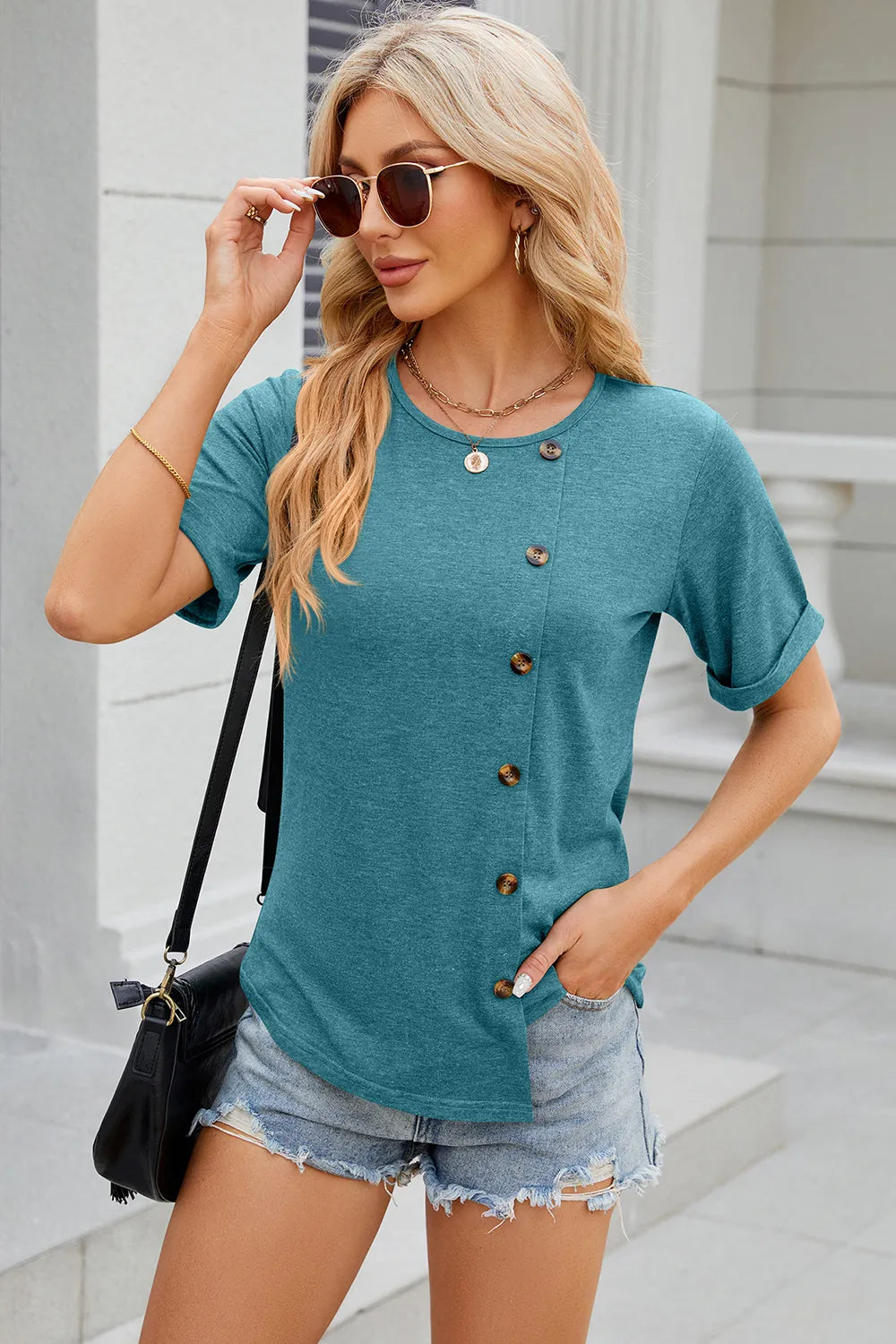 Round Neck Short Sleeve T-Shirt – Trendsi | ClozArt