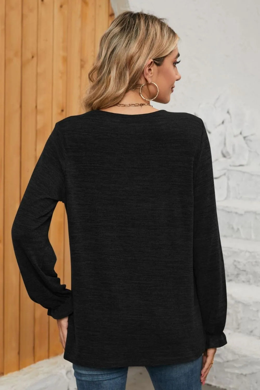 Ruched Round Neck Flounce Sleeve T-Shirt – Trendsi | ClozArt