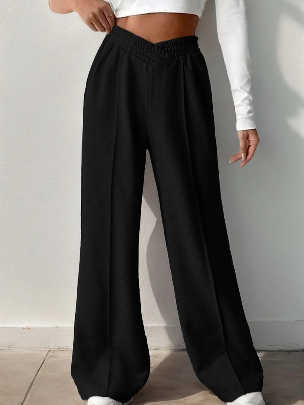 Elastic Waist Wide Leg Pants – Trendsi | ClozArt